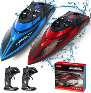 RC Boat for Kids 2 Pack Remote Control Boats Night Glowing Toy Waterproof - Picture 1 of 8