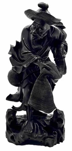 Antique Chinese Carved Elder Wood Figurine – Exquisite Detailing – 32cm – c.1900 - Picture 1 of 8