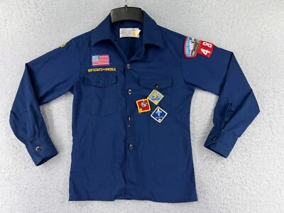 Boy Scouts of America Uniform Shirt Youth 12 Blue Long Sleeve Polyester READ - Image 1 of 4