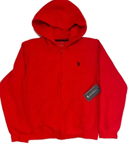 US Polo Assn. red full zip fleece jacket with hood NEW size youth XXL (18) - Picture 1 of 10