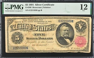 Fr.266 1891 $5 Five Dollar Silver Certificate PMG Fine 12 - Picture 1 of 2