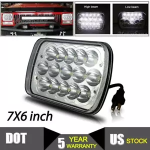 Chrome 7x6" LED Headlight HI-LO Sealed for Chevy Jeep Cherokee XJ Wrangler YJ - Foto 1 di 12