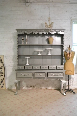 Painted Cottage Shabby Chic French China Cabinet Cover