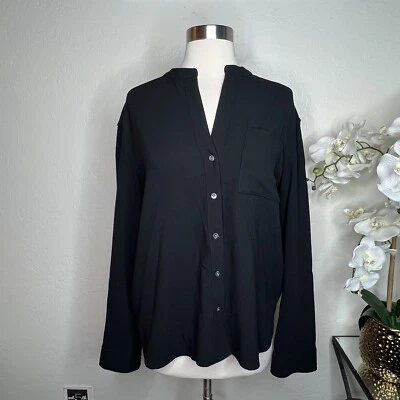 Camisa Estándar James Perse Bolsillo Sin Cuello en Negro Talla 3 L Foto 1 de 4