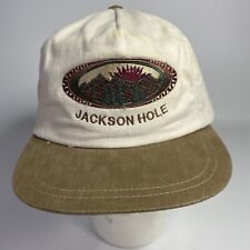 Jackson Hole Wyoming Mountain Scene Strapback Adjustable Hat Made in USA Vintage