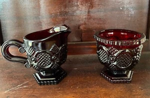 Vintage 1980's Avon Ruby Red Sugar and Creamer Set - Picture 1 of 2