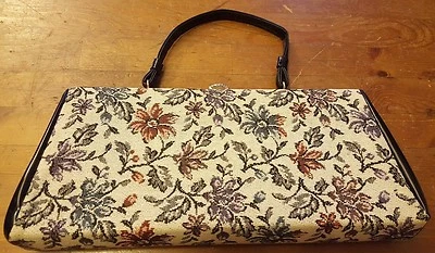 Bolso de Mano Baguette Vintage, Estampado Tela/Floral con Charol (años 60) Foto 1 de 4