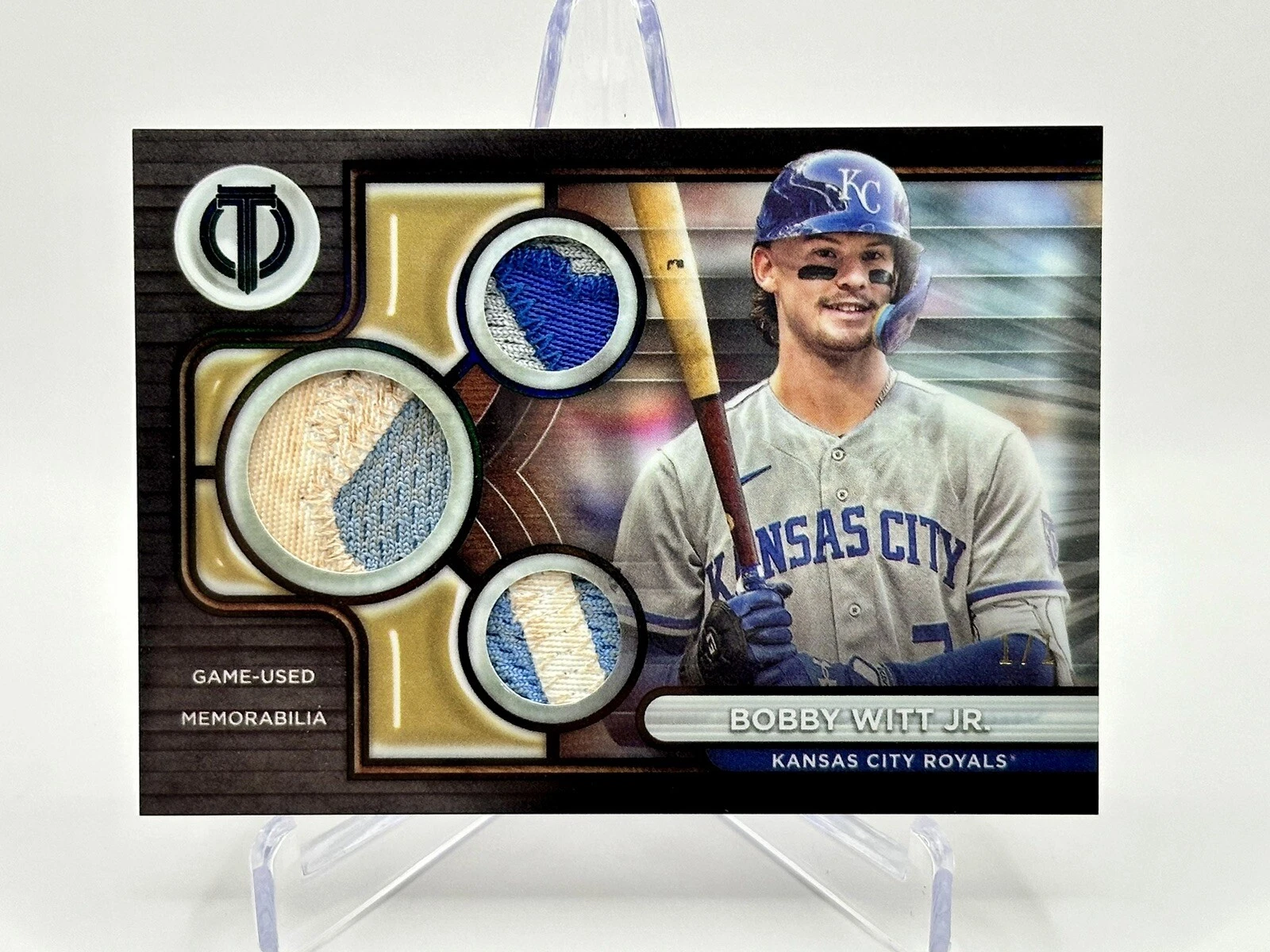 Bobby Witt Jr 2024 Topps Tribute 1/1 Triple Relic Patch , Game Used  🔥