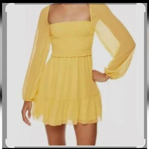 Wilfred Tempest Mini Dress Yellow Off The Shoulder Dress Size M - Picture 1 of 10