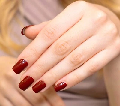 Künstliche Nägel zum Aufkleben 30 Stück Weinrot Glänzend press on selbstklebend - Bild 1 von 4