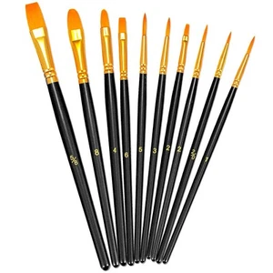 Paint Brushes Set, 10 Pieces Round Pointed Tip Paintbrushes Nylon Hair Artist... - Picture 1 of 7