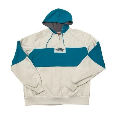 Sudadera con Capucha Nike Pro Club Vintage Años 90 Azul Blanco Colorblock, Cuarto Cremallera Hombre’s Grande Foto 1 de 4