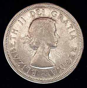 Canadá Canadian Caribú 1959 cuarto 25 centavos Isabel II 80 % plata 1 - Imagen 1 de 2
