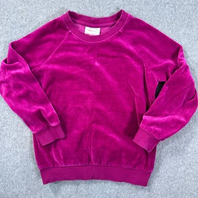 Sudadera Hanna Andersson Terciopelo Magenta Niñas 6-7 Manga Larga Cuello Redondo Foto 1 de 4