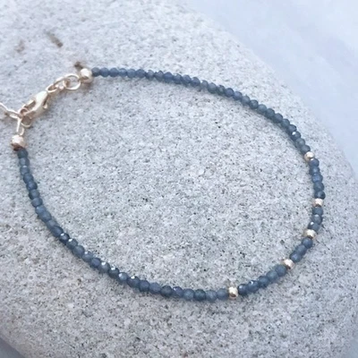 2-3 mm Zierlicher Blauer Saphir Facettiert Runde Edelstein Perlen Handgeferti... - Bild 1 von 4