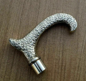 Vintage Style Designer Silver Brass Handle For Walking Stick Cane Handmade Gift - Picture 1 of 4