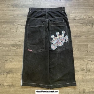 Vintage JNCO Big Crown Jeans Mens Tag 36x32 Grail Y2K Wide Leg Baggy Pants READ - Picture 1 of 7