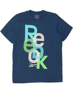 REEBOK Mens Graphic T-Shirt Top XL Blue Cotton DJ40 - Picture 1 of 3