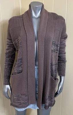 RVCA Bown Open Front Duster Sweater Cardigan Womens M Front Pockets Long Sleeve - Image 1 of 4