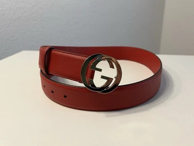 Cinturón mujer Gucci GG Interlocking talla 85 rojo excelente estado original - Imagen 1 de 4