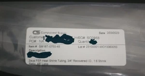(2) SUMINISTRO DE COMPONENTES SM16T-0750-48 TUBO TERMORRETRÁCTIL ZEUS FEP 3/4" *NUEVO* - Imagen 1 de 4
