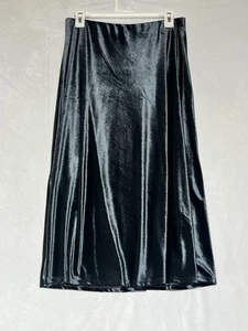 Banana Republic Velvet Midi Slip Skirt Womens Medium Blue Gray A Line Pull On - Picture 1 of 8