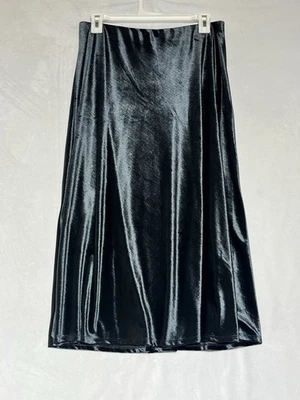 Banana Republic Velvet Midi Slip Skirt Womens Medium Blue Gray A Line Pull On - Image 1 of 4