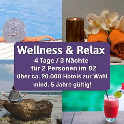 Multi Gutschein Wellness & Relax ca. 20.000 Hotels bis 5* n. Wahl (VKP¹  €349,-) - Bild 1 von 4