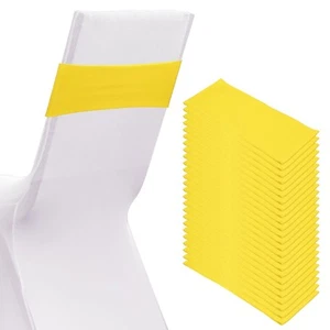 25 Pcs Spandex Chair Sashes Bows with Slider Buckle, Lemon Yellow - Picture 1 of 7