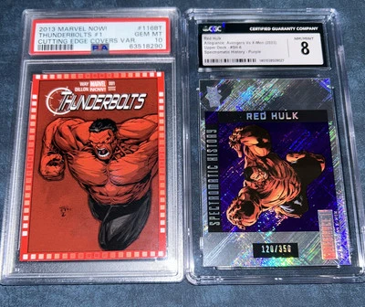 Red Hulk Marvel Trading Cards Cutting Edge Covers Thunderbolts PSA 10 & CGC Card - Image 1 of 4