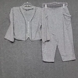 Womens Vintage Outfit Jacket & Capri Set "Choice" Black White Checked Size 13 - Picture 1 of 15