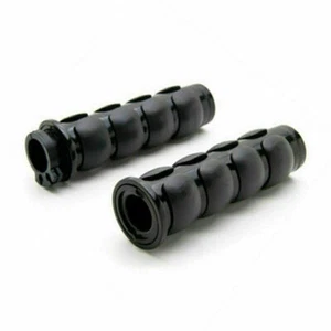 Pair Rubber Motorcycle Black 1" 25mm Hand Grip Handle Bar For Harley Kawasaki - Picture 1 of 4