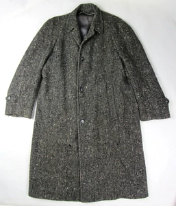 Vtg 1950s Fleck Speckled Tweed Wool Overcoat Hollywood 50s Hollywood VLV Worn - Picture 1 of 18