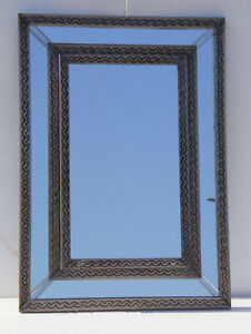 21" PUNCHED TIN MIRROR Mexican handmade hacienda style mirror, folk art