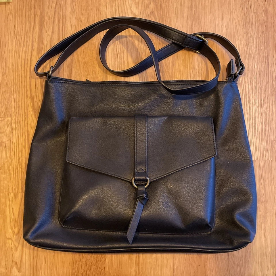 Handtasche schwarz Kunstleder 35x27x9 cm Anna Field 4 Fächer - Bild 1 von 4