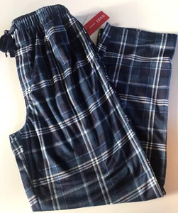 Izod Sleepwear Men’s Long Lounge Pants Plush Blue Plaid Pockets Size M - Picture 1 of 9