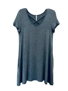 Vestido Lime N Chili Para Mujer M Gris Cruzado Cuello en V Manga Corta Hasta la Rodilla - Imagen 1 de 7