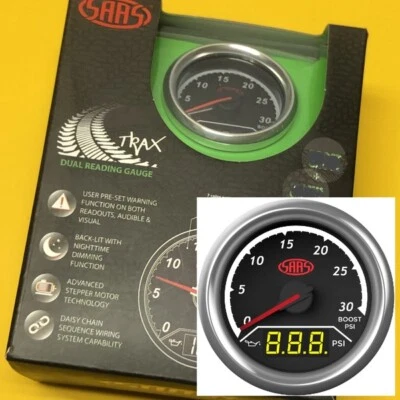 SAAS Trax SG611230 Boost 30PSi + Oil pressure Dual gauge 52mm 2" black  - Image 1 of 3