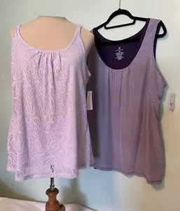New York & Company Lot Of 2 Purple Sleeveless Top Blouse Womens Size XL NWT - Picture 1 of 11