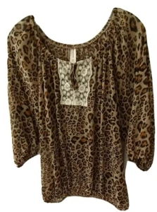 Women's No Boundaries Boho Peasant Blouse Sheer Animal Print  Size XXL - Picture 1 of 9