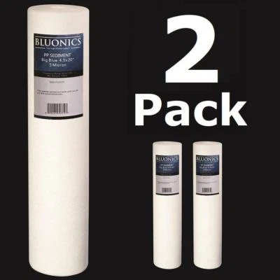 Bluonics 2-PK 20 x 4.5" (5 Micron) Sediment Whole House Water Filters Iron Rust - Image 1 of 4