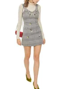 TOPSHOP L78508 Women's Black Embroidered Gingham Mini Dress US Size 6 - Picture 1 of 2