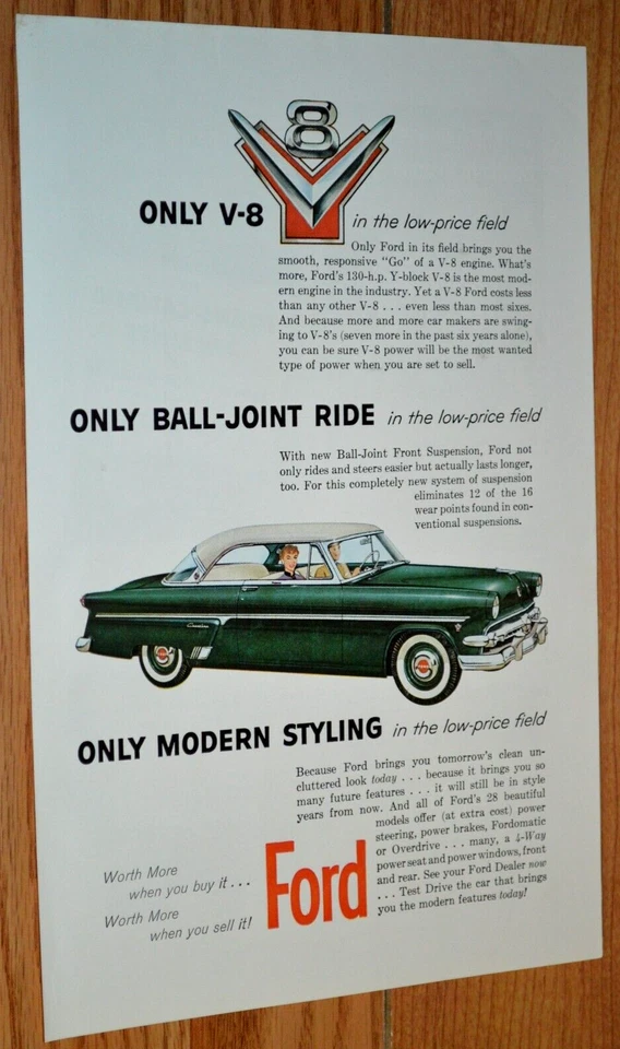 Ford Crestline Victoria 1954 original vintage anuncio impreso anuncio-54 verde Foto 1 de 1