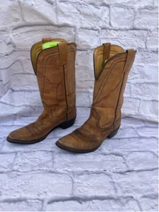 Vintage Western Brown Leather Cowboy Boots Size 6M-western Festival - Picture 1 of 11