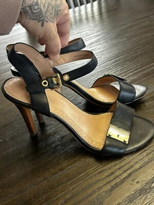 Brooks Brothers Women's High Heels Sandals Leather Goldens Hardware Leather 91/2 - Picture 1 of 10