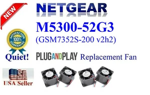 Set of 4x Quiet Replacement Fans Netgear ProSAFE M5300-52G3 (GSM7352S-200 v2h2) - Picture 1 of 10