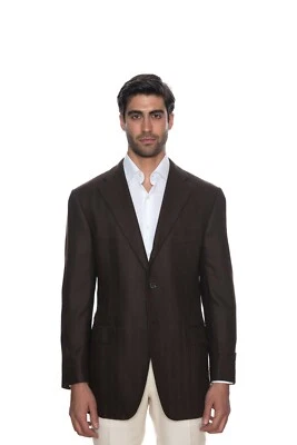 $2425 Chaqueta Blazer D'AVENZA Marrón Cachemira Seda Cosida a Mano en Italia 42 EE. UU. 52 UE Foto 1 de 4