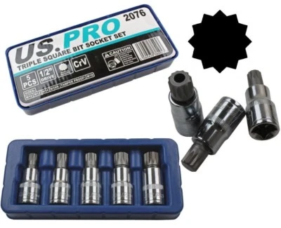 US PRO SPLINE BIT SOCKET SET M10 M12 M14 M18 & M16 tamperproof triple square - Image 1 of 4