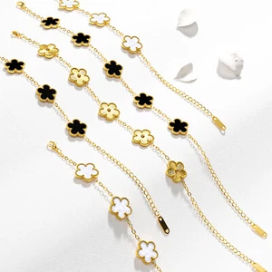 Zierliche verstellbare 18K vergoldet Pentalobe Gliederkette Armbänder für Frauen Geschenk - Bild 1 von 7