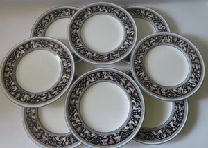 8 Wedgwood Dark Blue Florentine 8" Salad / Dessert Plates - Picture 1 of 7
